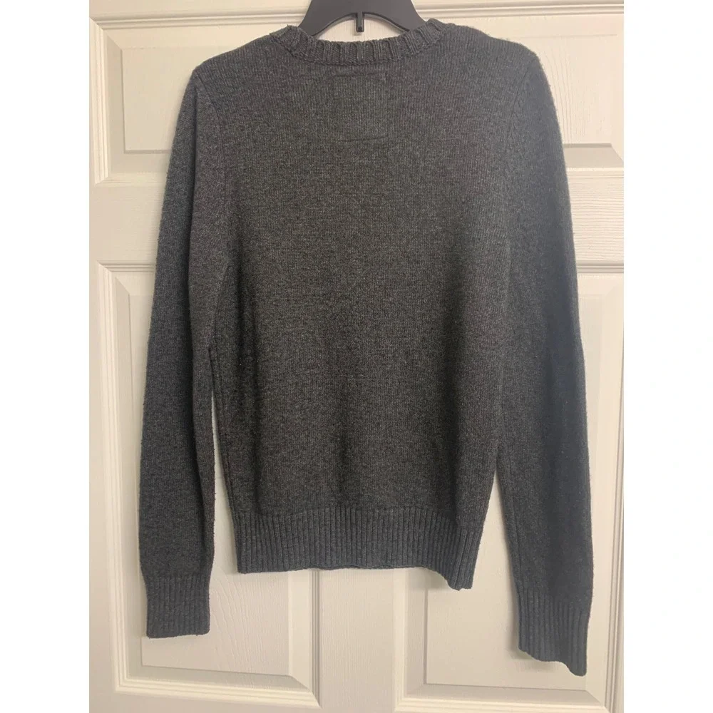 Vintage Hollister Y2K‎ 90s Gray Wool Blend  Logo  Pullover Sweater Size M Logo